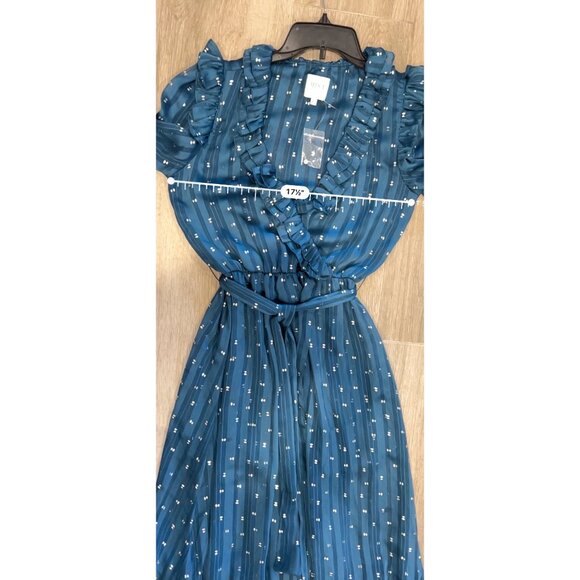 NEW MISA Gabriella Asymmetric Striped Wrap Midi-Dress SIZE XS - Picture 12 of 13